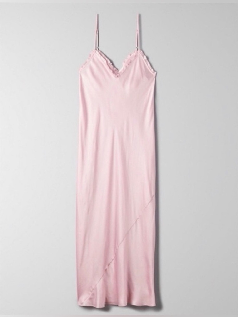 Wilfred Aritzia Wera Satin Midi Dress in Light Pink